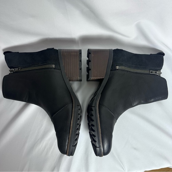Sorel Women’s Cate Booties Black Heeled Leather Suede Boots sz 7.5 - Picture 6 of 12